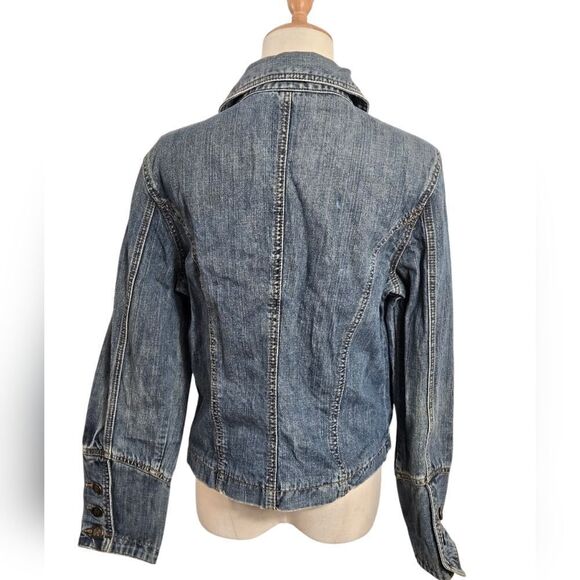 Express Vintage 90s Denim Double Breasted Patch Jacket - Picture 5 of 8